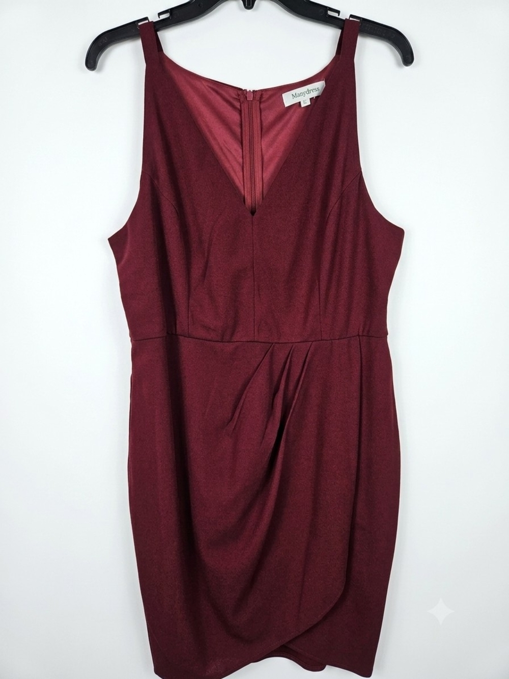 Manydress Burgundy Midi Sheath Dress